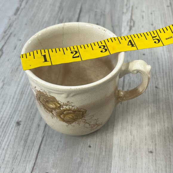 Vintage Brown Cream Red Floral Shaving Mug Cup Decor - Picture 10 of 10